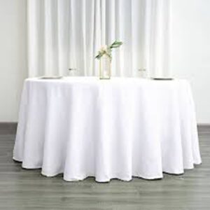 White Round Tablecloths Fabric Table Cover Linens for Wedding Party Polyester Reception Banquet Events Kitchen Dining