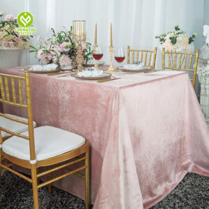 CY-TAB-005 Italian Velvet Tablecloths for Restaurant Kitchen Dining Wedding Party Banquet Events - Blush Pink
