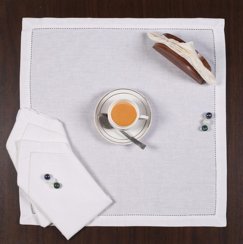 Linen Cotton Blend Hemstitch Cloth Linen Napkin - 图片 3