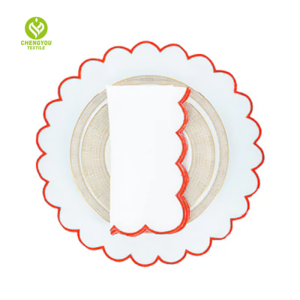 CY-NAP-003 Simple Design Scalloped Embroidery Napkin