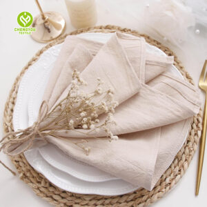 CY-NAP-022 Linen Cotton Hemmed Edge Napkin