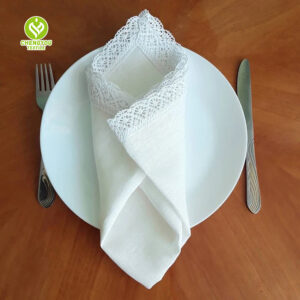 CY-NAP-023 Linen Cotton with Lace Trim Napkin
