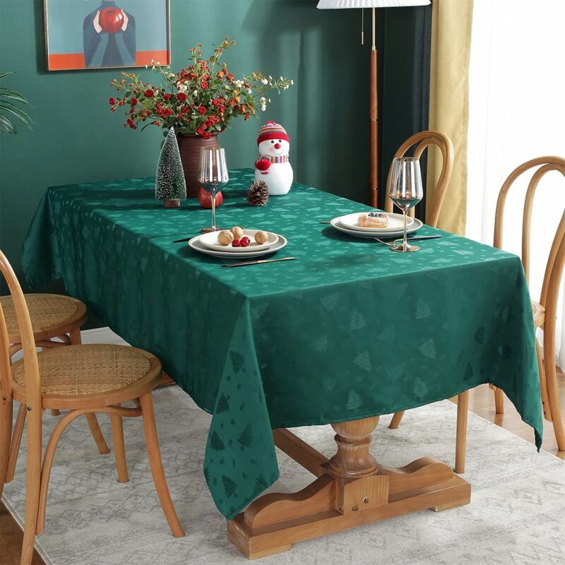 Rectangle Wrinkle Jacquard Polyester Christmas TableCloth - 图片 7