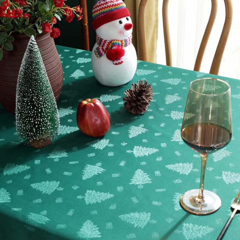 Rectangle Wrinkle Jacquard Polyester Christmas TableCloth - 图片 8