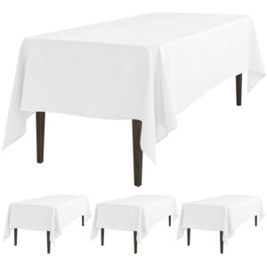 Wholesale 60 X 102 Inch Polyester White Rectangle Party Wedding Table Cloth Tablecloth