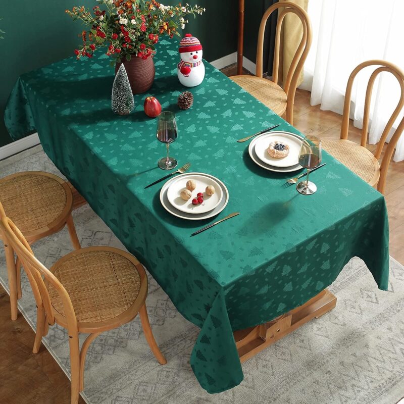 Rectangle Wrinkle Jacquard Polyester Christmas TableCloth - 图片 6
