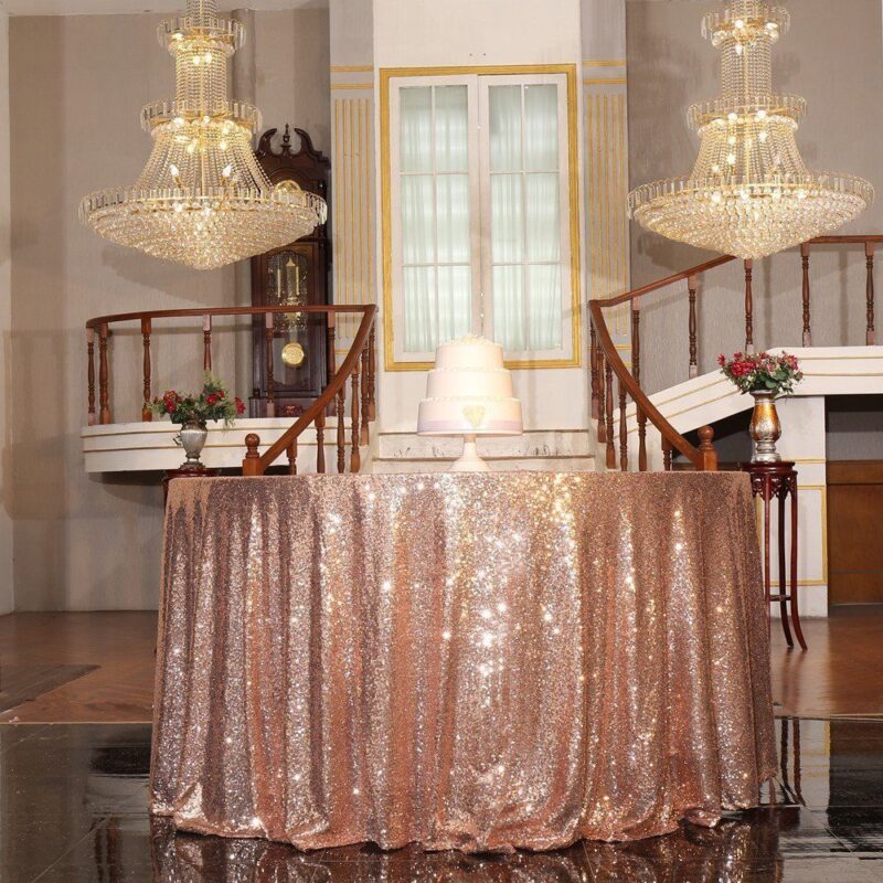 Custom luxury polyester tablecloth wedding sequin