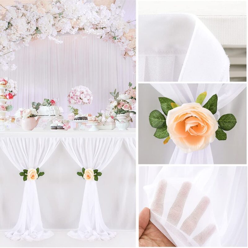 Chiffon Tulle Tutu Party White Table Skirt For Wedding Decoration - 图片 5
