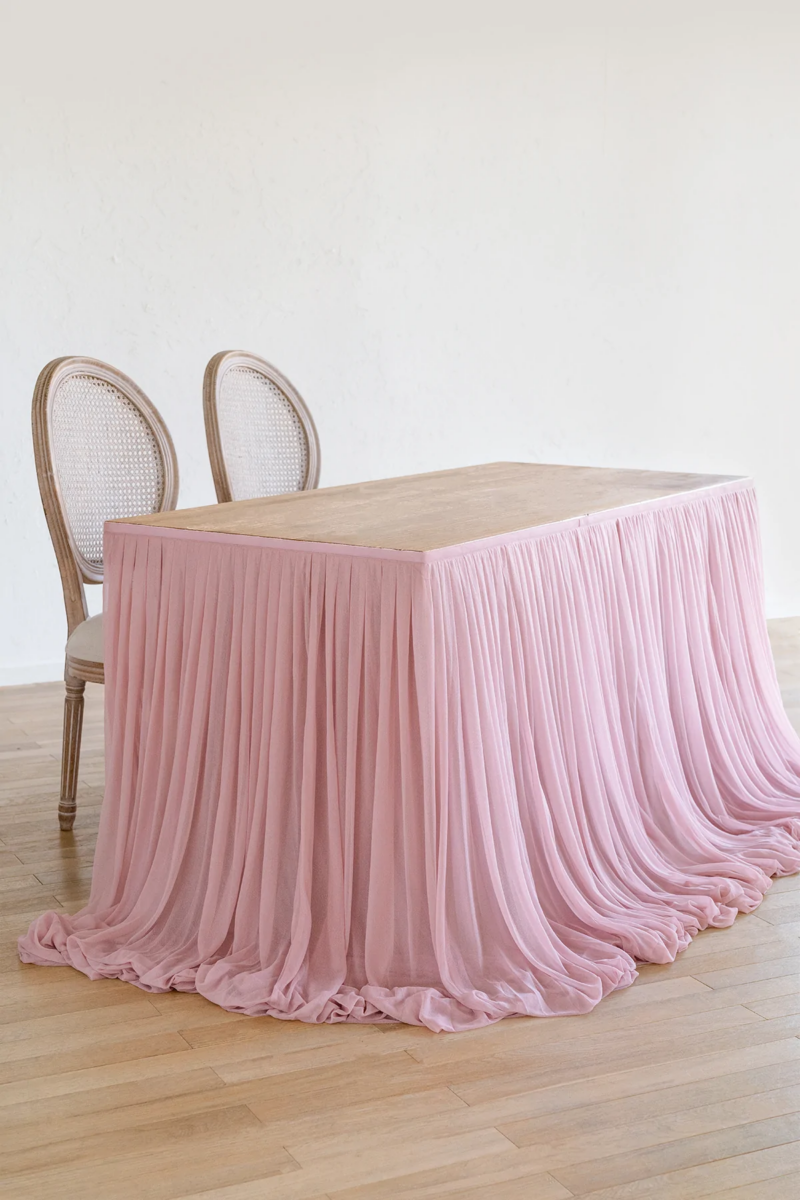 Rectangular Fancy Table Skirt Tulle Tutu Chiffon - 图片 3