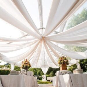 Ivory Sheer Voile Backdrop Curtain Panel Chiffon Ceiling Drapes