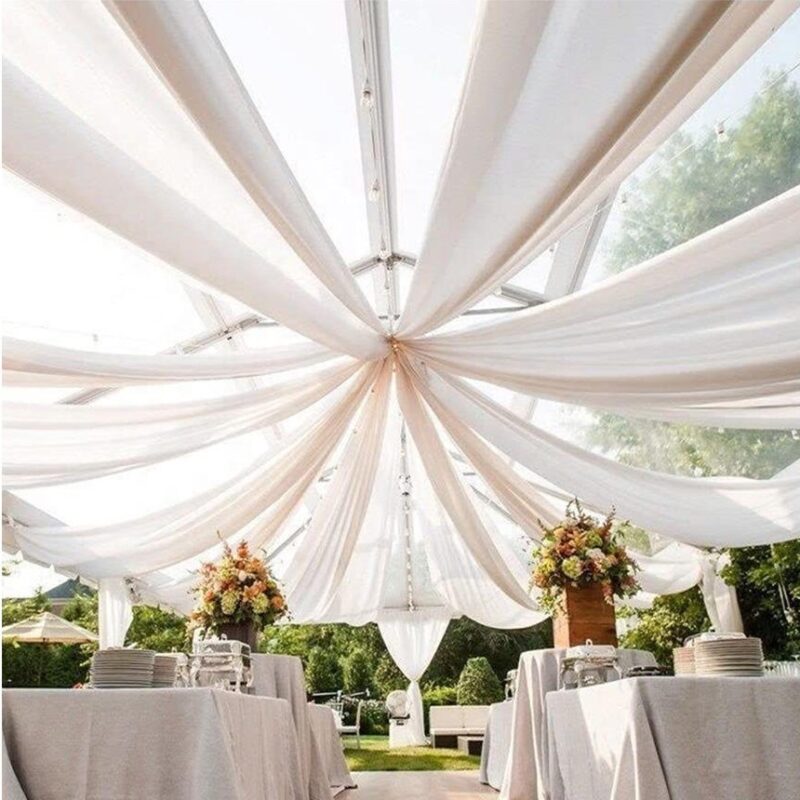 Ivory Sheer Voile Backdrop Curtain Panel Chiffon Ceiling Drapes