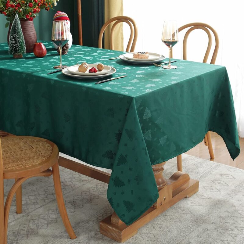 Rectangle Wrinkle Jacquard Polyester Christmas TableCloth