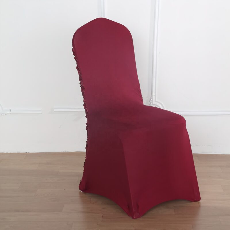 Luxury Rosette Flower Universal Ivory Spandex Chair Cover - 图片 5