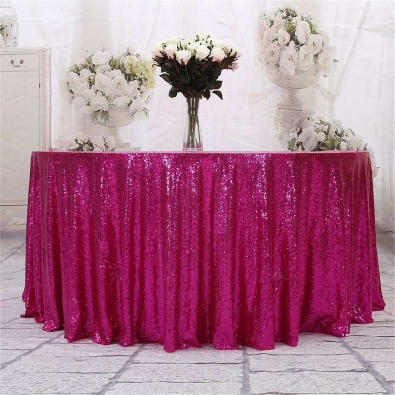 Custom luxury polyester tablecloth wedding sequin - 图片 5