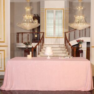 Luxury Pink Wedding Rectangular Overlay Sequin Tablecloth