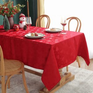 Red Rectangle Wrinkle Free Custom Jacquard Polyester Tablecloth