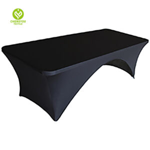 CY-TAB-018 Fitted Table Covers for Folding Tables,Open Back, Spandex/Stretch/Elastic Rectangular Table Cloths for Trade Show Display or Party