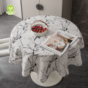 CY-TAB-009 Marble pattern Accordion Crinkle Taffeta Tablecloth