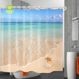 CY-SC-019 Tech-Savvy Bath: Digital Printing on 100% Polyester Curtain