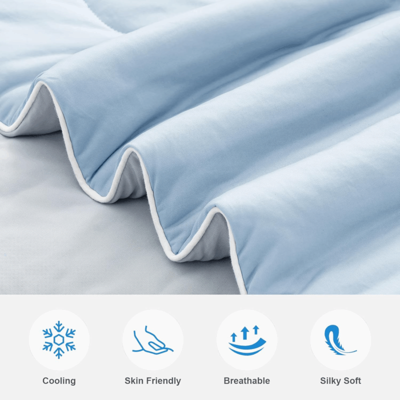Cooling Comforter Cold Touch Fabric Absorbs Body Heat Double-Sided Cool Design Soft Fluffy Cooling Blanket - 图片 2