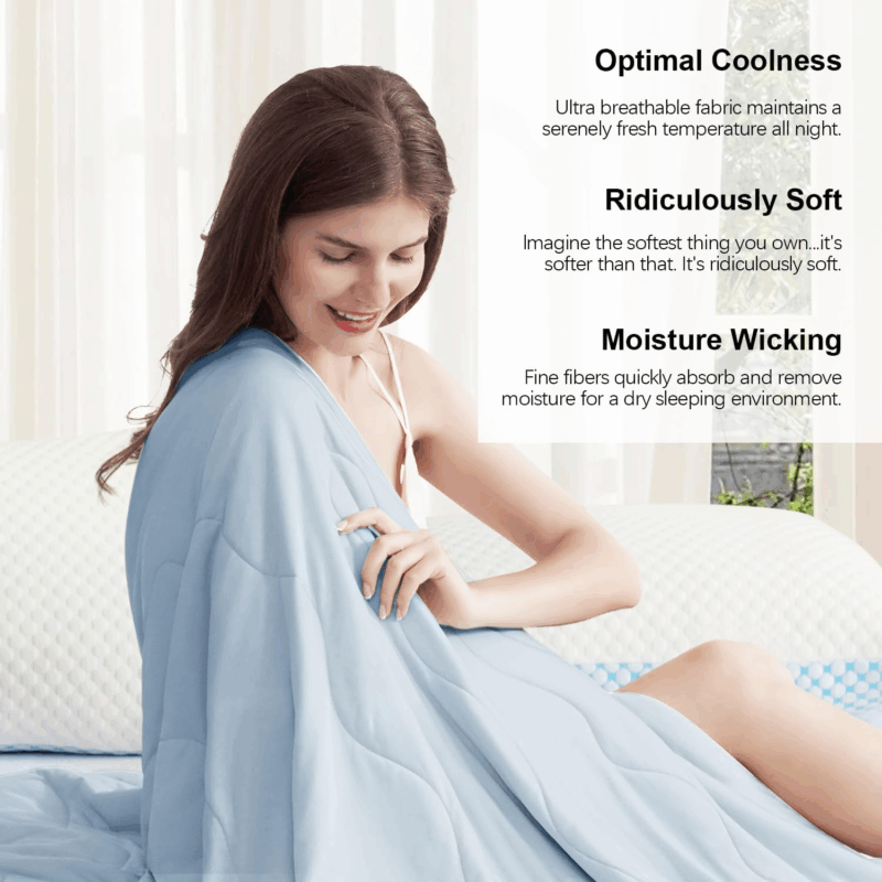 Cooling Comforter Cold Touch Fabric Absorbs Body Heat Double-Sided Cool Design Soft Fluffy Cooling Blanket - 图片 5