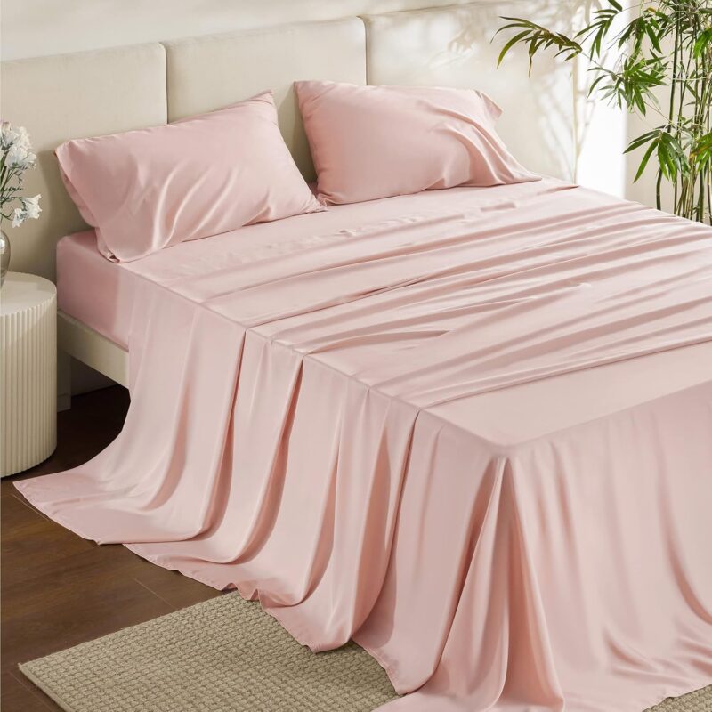 4PCs Cooling Breathable Bed Set 100% Viscose From Bamboo Sheets Queen Size Deep Pocket with Cotton Filling for Home Hotel Use - 图片 3