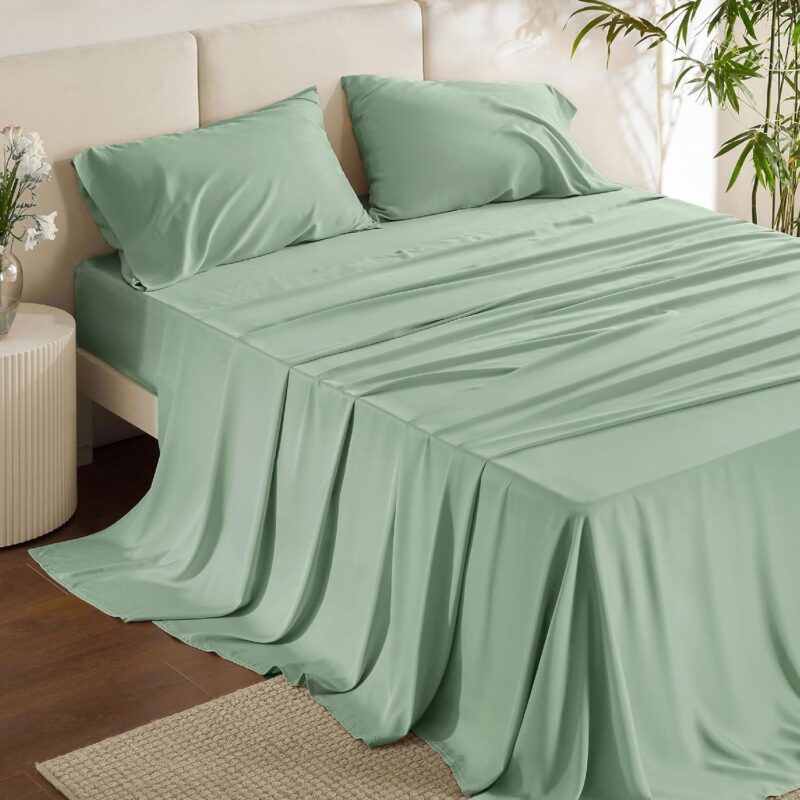 4PCs Cooling Breathable Bed Set 100% Viscose From Bamboo Sheets Queen Size Deep Pocket with Cotton Filling for Home Hotel Use - 图片 4
