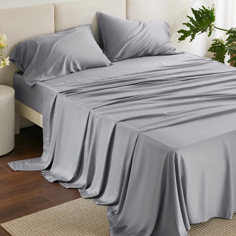 4PCs Cooling Breathable Bed Set 100% Viscose From Bamboo Sheets Queen Size Deep Pocket with Cotton Filling for Home Hotel Use - 图片 5