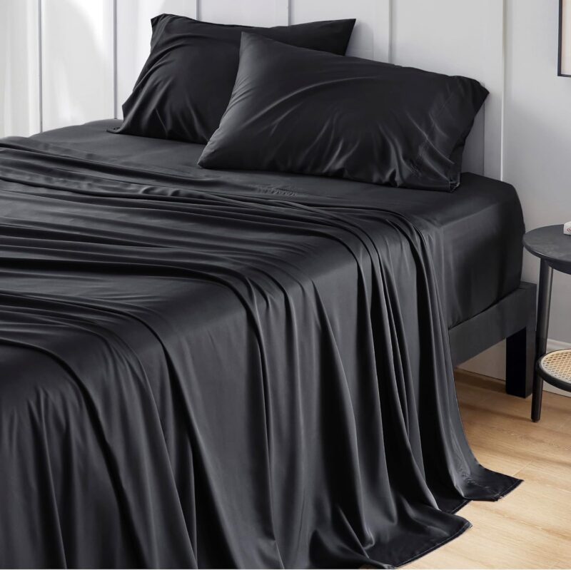 4PCs Cooling Breathable Bedding Set 100% Viscose From Bamboo Sheets Queen Size Deep Pocket with Cotton Filling for Home Hotel Use - 图片 2