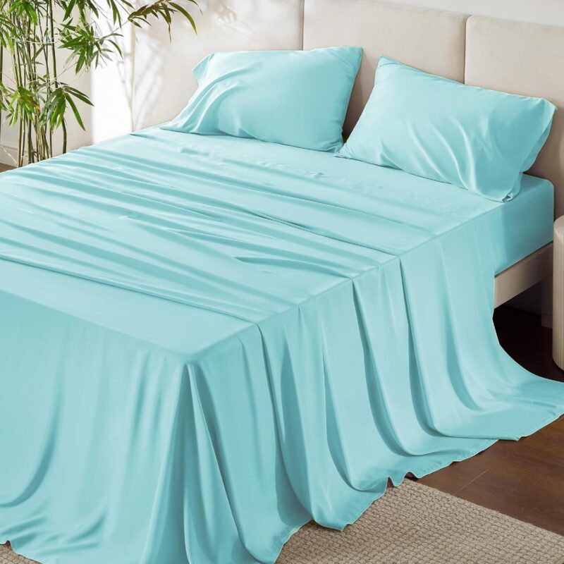 4PCs Cooling Breathable Bedding Set 100% Viscose From Bamboo Sheets Queen Size Deep Pocket with Cotton Filling for Home Hotel Use - 图片 3