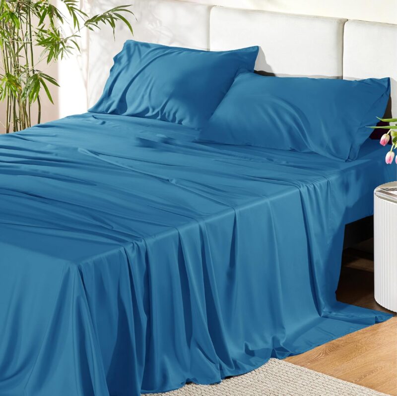 4PCs Cooling Breathable Bedding Set 100% Viscose From Bamboo Sheets Queen Size Deep Pocket with Cotton Filling for Home Hotel Use - 图片 4