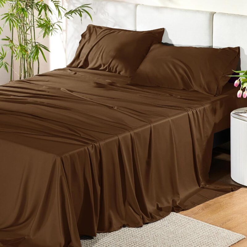 4PCs Cooling Breathable Bedding Set 100% Viscose From Bamboo Sheets Queen Size Deep Pocket with Cotton Filling for Home Hotel Use - 图片 5