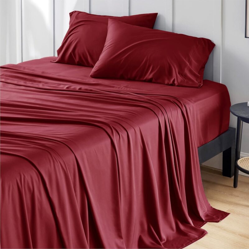 4PCs Cooling Breathable Bedding Set 100% Viscose From Bamboo Sheets Queen Size Deep Pocket with Cotton Filling for Home Hotel Use - 图片 6