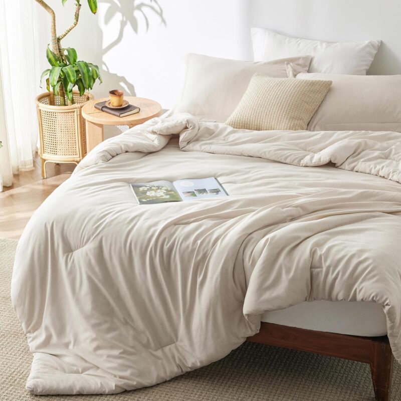 3 Pieces Queen Size Comforter Set All Season Reversible Bed in a Bag Ultra Soft Queen Bedding Set Comforter With Pillow Shams - 图片 2