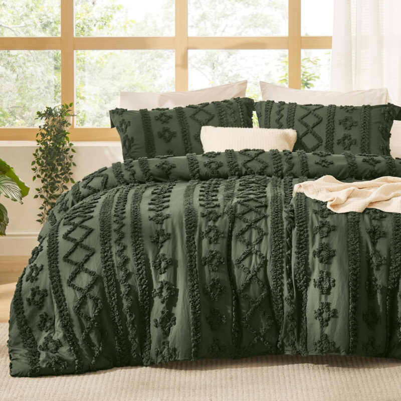 Tufted Boho Comforter Set Eco-friendly King Size With Pillow Shams Chic Embroidery Bed Set Soft Jacquard Comforter - 图片 4