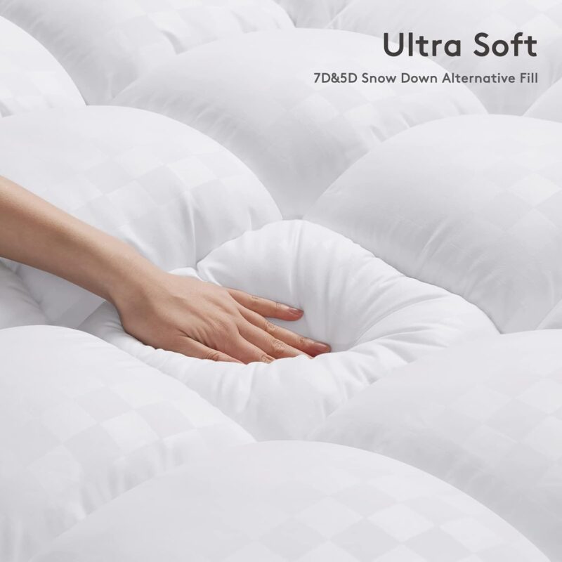 Queen king Cooling Mattress Topper Pad Bamboo Mattress Topper Queen Cooling Top Pad Deep Fitted Mattress Cover - 图片 4