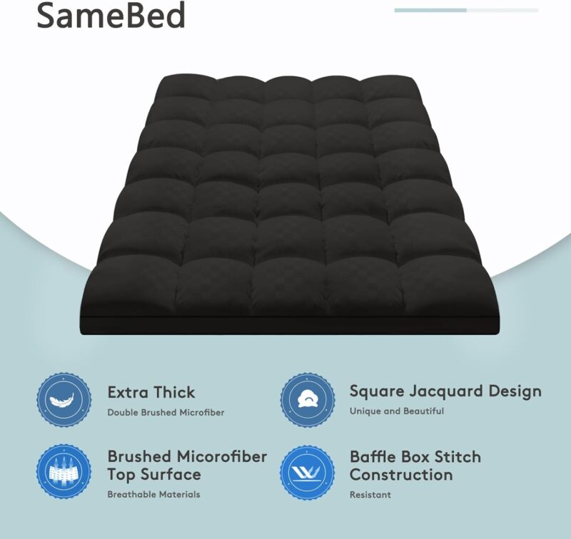 Queen king Cooling Mattress Topper Pad Bamboo Mattress Topper Queen Cooling Top Pad Deep Fitted Mattress Cover - 图片 9