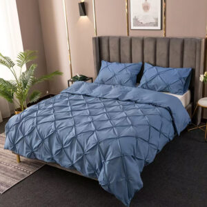 Queen Luxury Microfiber Embroidery Duvet Cover Set 3-Piece Elastic Quilt Comfortable Fabric for Home or Hotel Use