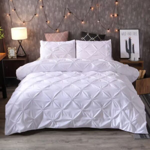 Queen Luxury Microfiber Duvet Cover Set 3-Piece Elastic Embroidery Quilt Comfortable Fabric for Home or Hotel Use