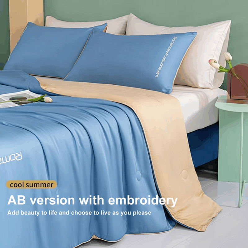 Custom Design Quilt Cover Simple Solid Color 4Pcs Polyester Fabric Queen Size Printed Luxury 60 Silk Bedspread Bedding Set - 图片 6