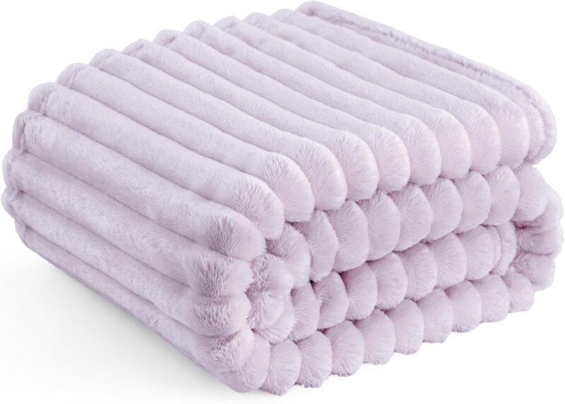 Stripe Flannel Blanket Throw Blanket for Couch Super Soft Cozy Blankets for Women, Cute Small Fleece Blanket for Girls, Line - 图片 2