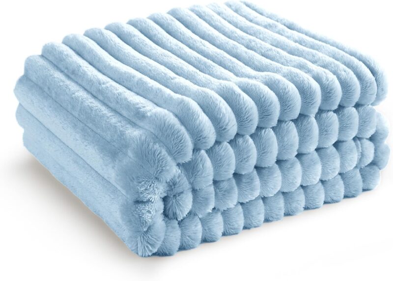 Stripe Flannel Blanket Throw Blanket for Couch Super Soft Cozy Blankets for Women, Cute Small Fleece Blanket for Girls, Line - 图片 3
