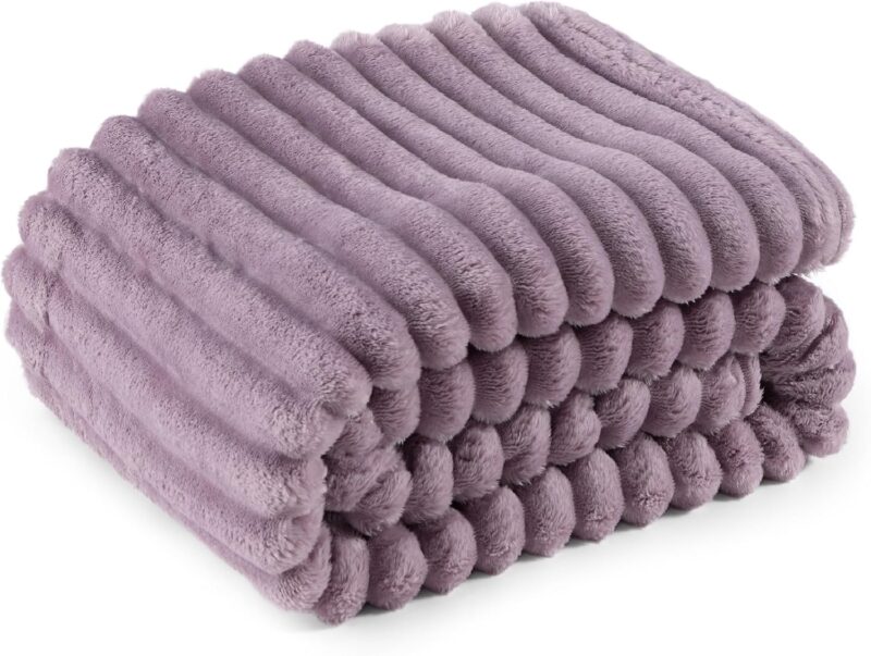 Stripe Flannel Blanket Throw Blanket for Couch Super Soft Cozy Blankets for Women, Cute Small Fleece Blanket for Girls, Line - 图片 5