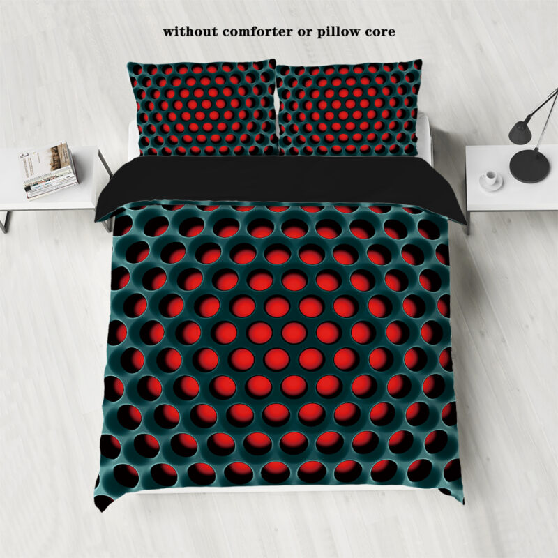 Custom Design Print Colorful 3 Pieces Super King Size Queen Quilt Bedding Set Duvet Cover with Pillowcases - 图片 9