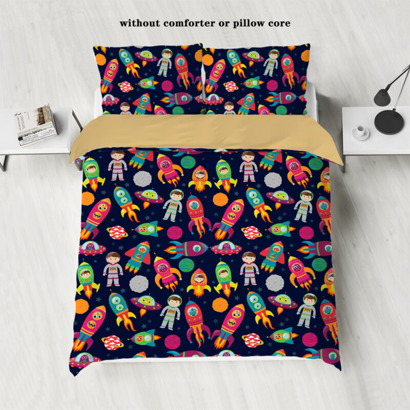 Custom Design Print Colorful 3 Pieces Super King Size Queen Quilt Bedding Set Duvet Cover with Pillowcases