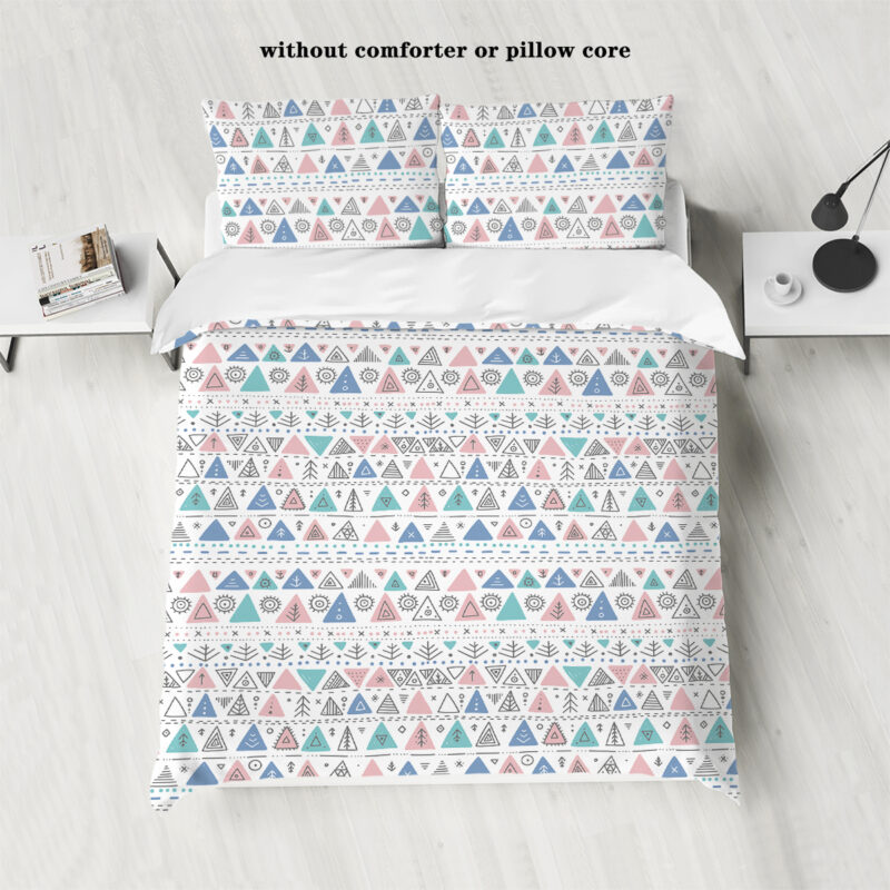 Custom Design Print Colorful 3 Pieces Super King Size Queen Quilt Bedding Set Duvet Cover with Pillowcases - 图片 4
