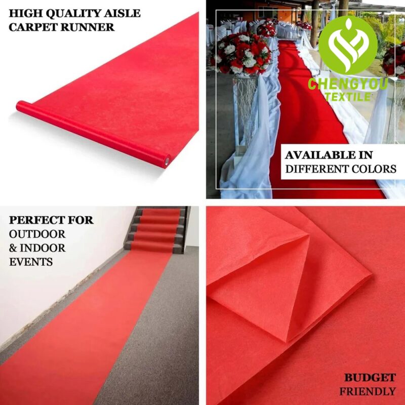 Red Extra Long Wedding Aisle Runner Rugs Felt Kitchen Runway Rug Non-slip Premium Red Carpet Runner for Events Wedding - 图片 4