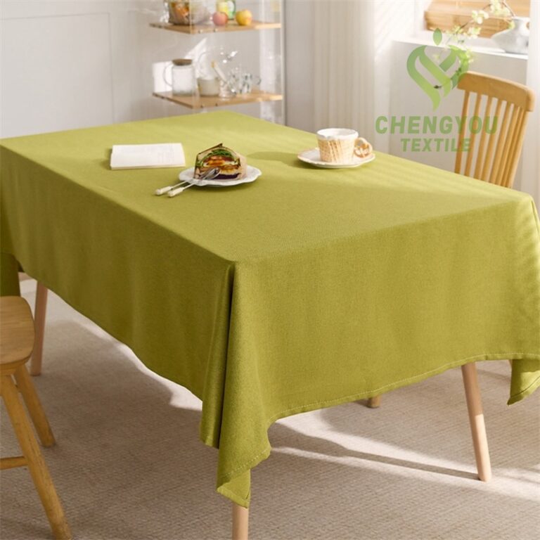 Green Faux Linen Waterproof Tablecloth